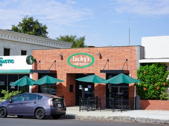 luckys coffee Roasters in downtown upland